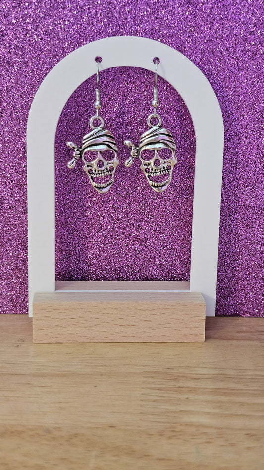 Pirate Skull Charm Dangle Earrings