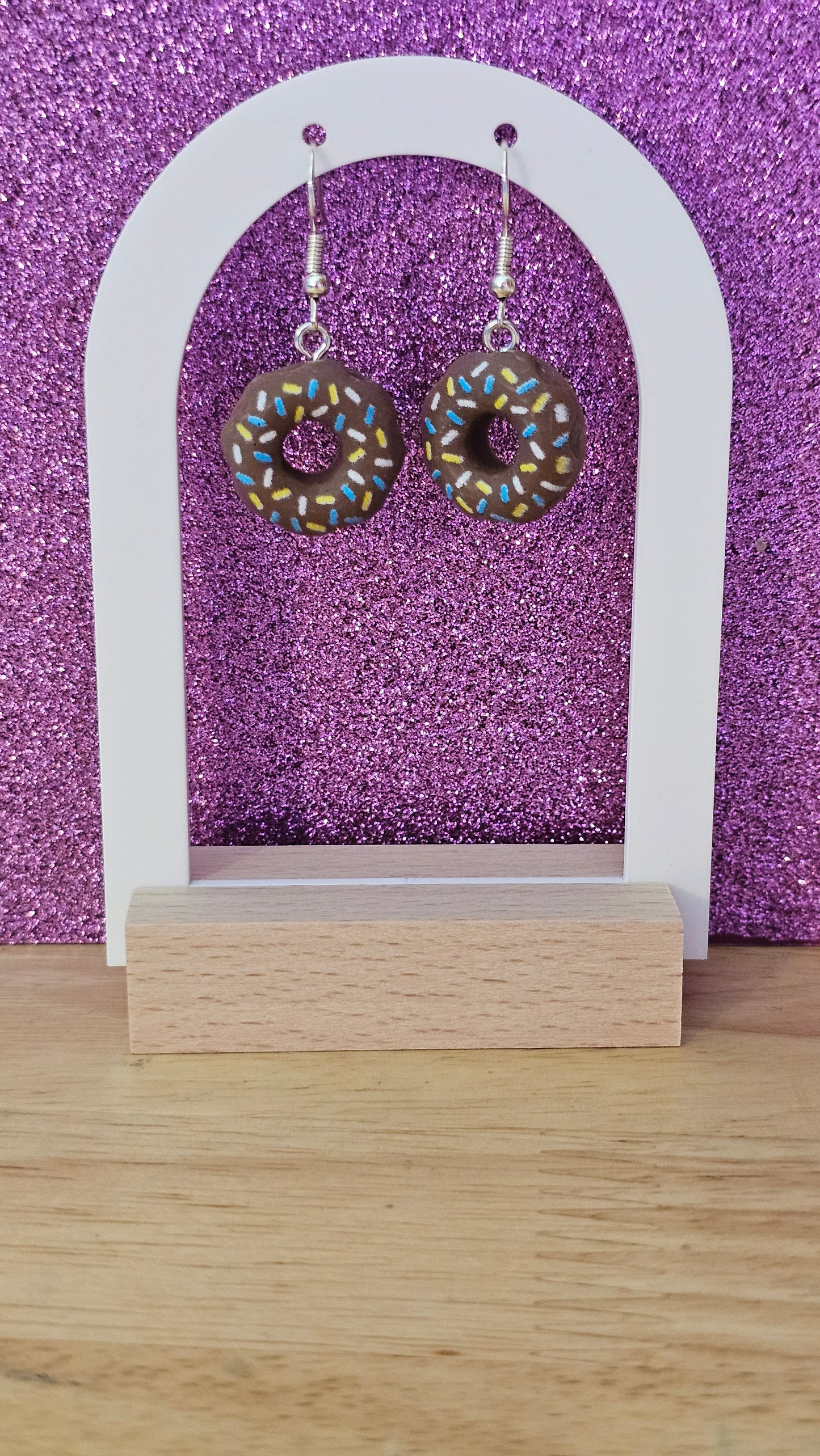 Chocolate Donut with Sprinkles Dangle Earrings